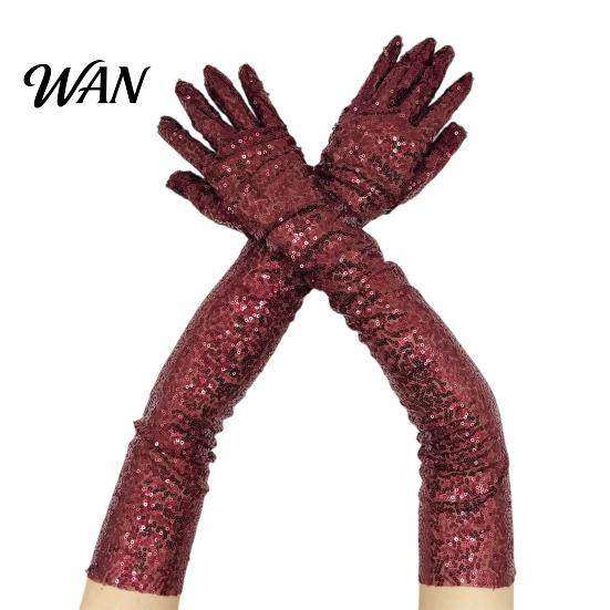 Theatrical Role Play Accessories 1 Pair Sequin Reflective Gloves for Women, Stretchy Long Shiny Stage Costume Opera Party Performance Prom Bar Elastic