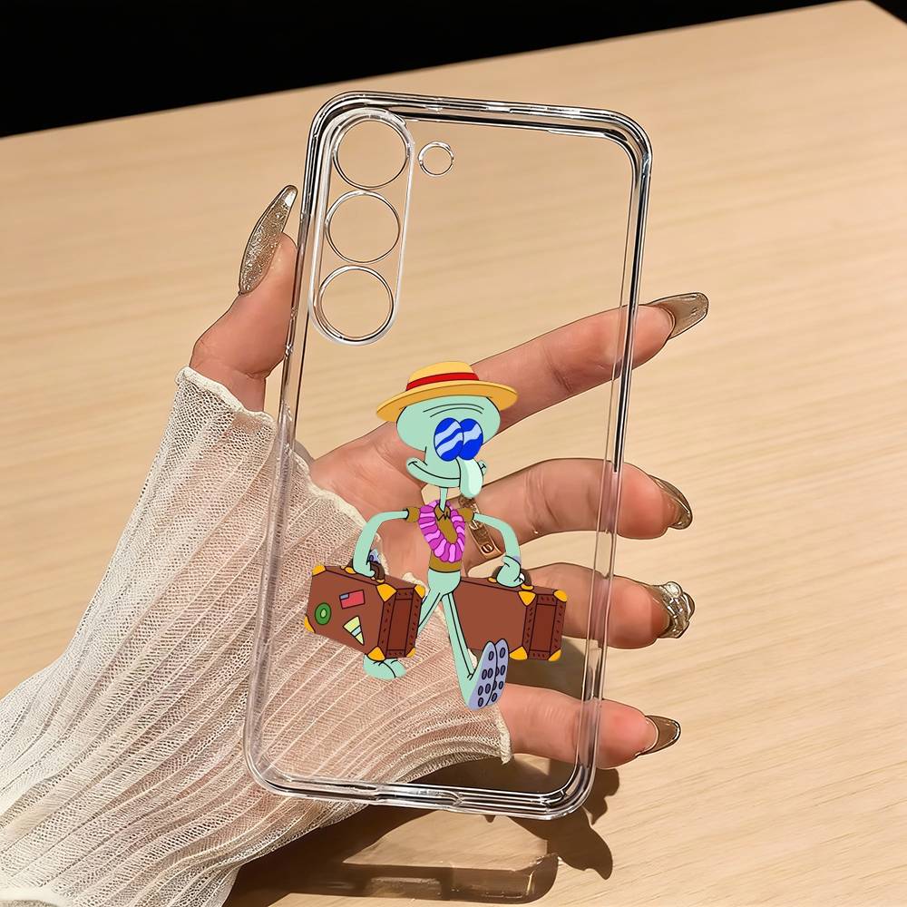 Cute S-Sponge Funny B-Bob Phone Case For Samsung S25,S24,S21,S22,S23,S30,Ultra,S20,Plus,Fe,Lite Transparent Cover