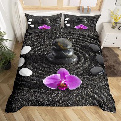 Комплект пододеяльника Zen Sandy Beach Meditation Комплект постельного белья Zen Stones Покрывало для одеяла Спокойное произведение искусства природы Покрывало для квилтинга Полный размер