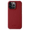 MELKCO For iPhone 14 Pro Max Genuine Cow Leather Coated PC Back Case Soft Microfiber Lining Incomplete Cover Phone Case