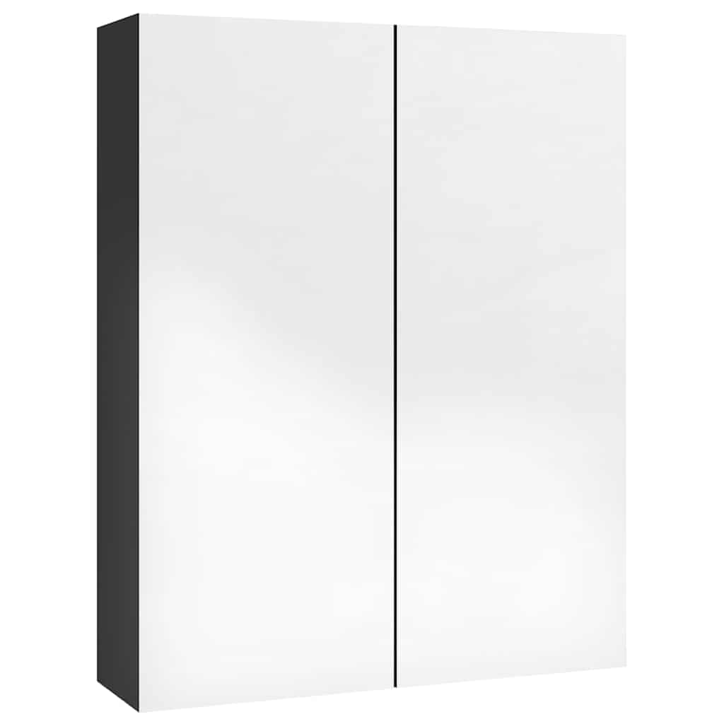 Vidaxl Szafka Łazienkowa Z Lustrem 60X15X75 Cm, Mdf, Czerń Z Połyskiem