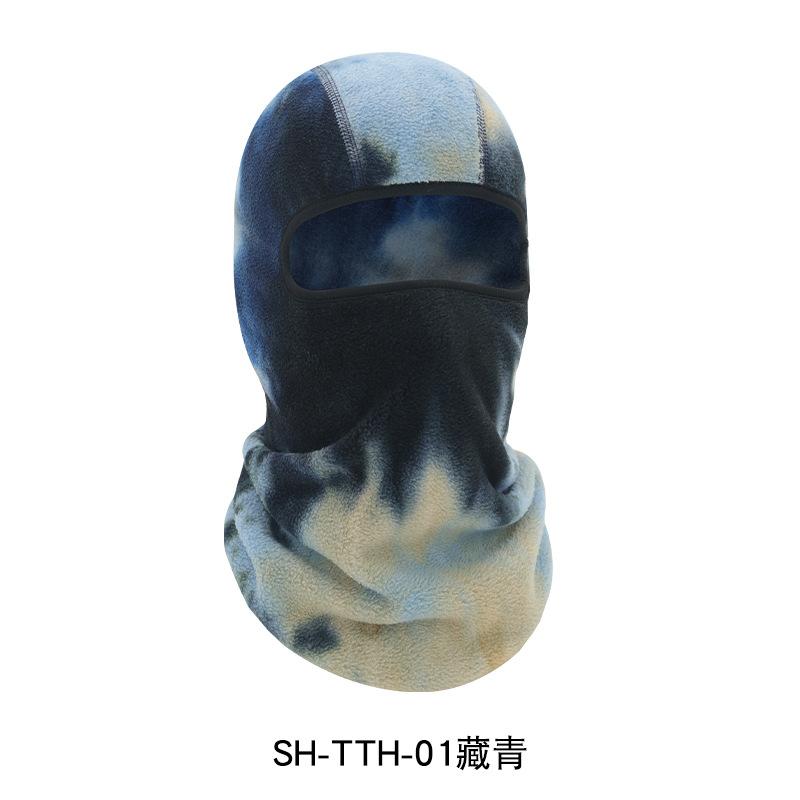 Wholesales Outdoor Cycling Tie Dye Fleece Ski Face Protection Mask Warm Sports Head Cover Thickened Beanie Winter Hat for Men