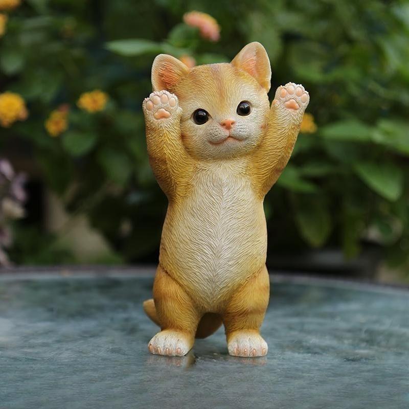 Милая фигурка кошки, снятие тревоги, настольное украшение, офисный орнамент для снятия стресса, домашний декор, статуэтка животного, смоляная скульптура котенка