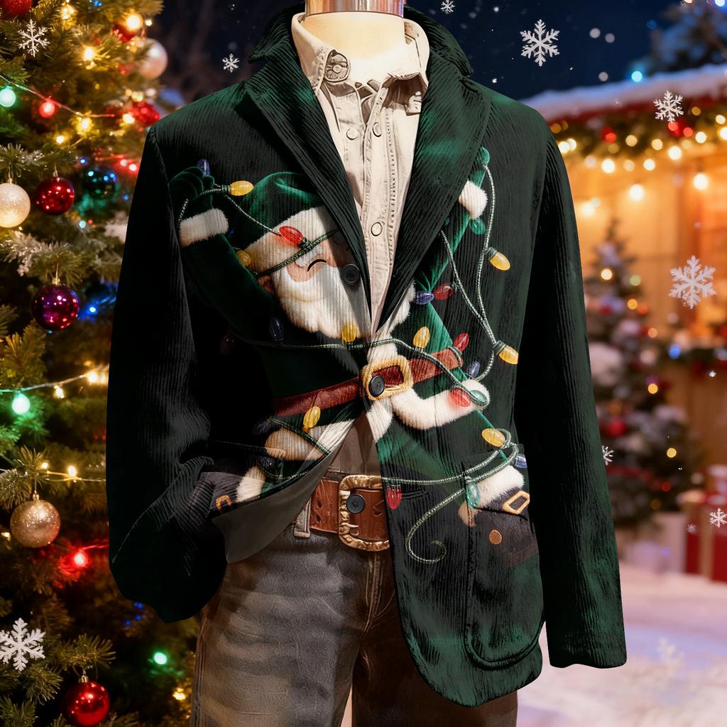 Мужской уродливый рождественский вельветовый теплый карманный пиджак-кардиган, мужской повседневный костюм