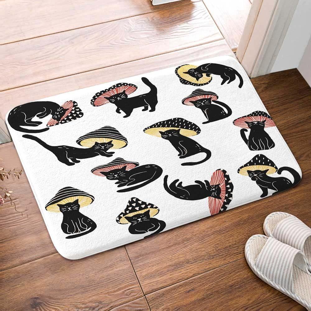 Мультяшный Забавный Гриб Кот Коврик для Двери Милый Ежедневный Домашний Декор Нескользящий Коврик Ванная Водопоглощающий Коврик Прихожая Приветственный Ковер