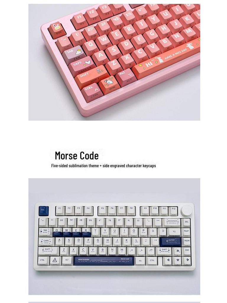 Гравированные колпачки для ключей LEOBOG: Оригинальная высота, пятисторонний сублимационный материал PBT, персонализированные колпачки для клавиатуры, полный малый набор.