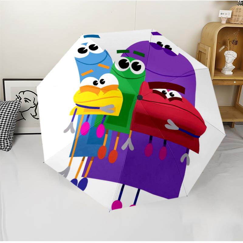 Спросите StoryBots Модный автоматический складной зонт с открыванием/закрыванием. Портативный и складной, идеально подходит для подарка, путешествий и повседневного использования.