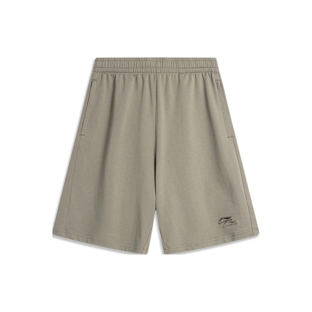 Li Ning Sports Lifestyle Series однотонные прямые повседневные шорты со средней посадкой и вышитым логотипом, мужские шорты гранатово-желтого цвета AKSU699-6