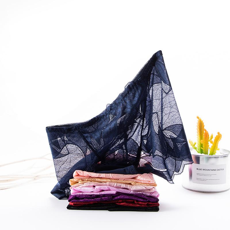 Сексуальные женские трусы большого размера с вышивкой, бесшовные кружевные трусики со средней посадкой, ажурные прозрачные сетчатые удобные женские трусики