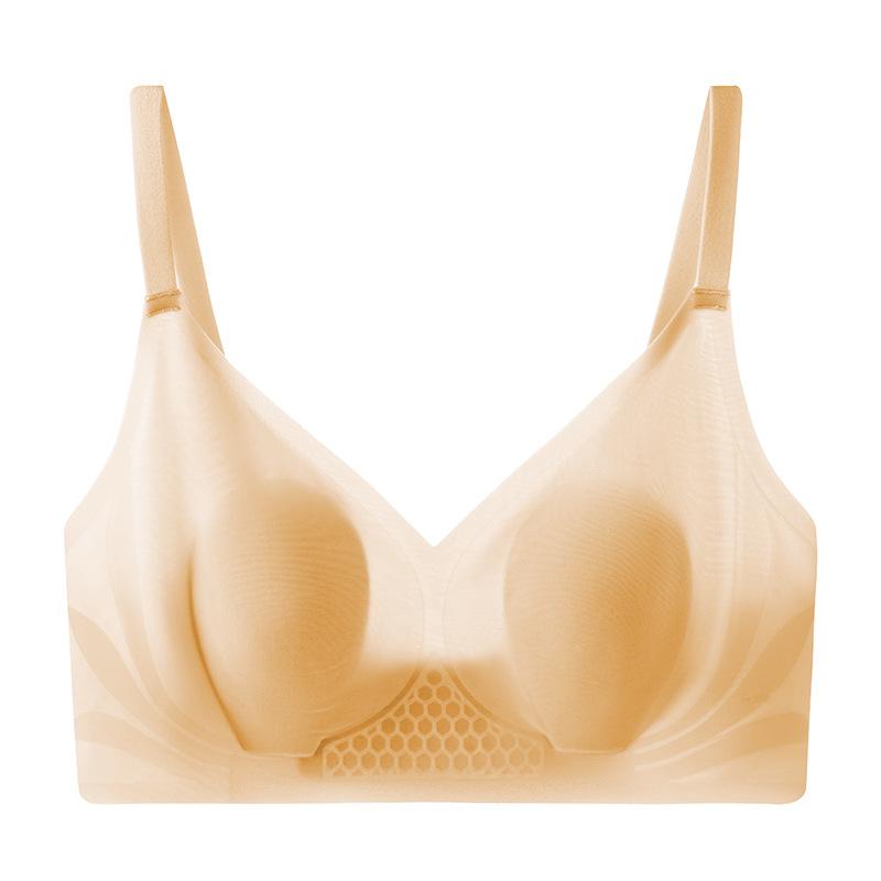 Rabbit Ears Underwear Women's Hole Cup No Steel Rim Gathering Thin Breathable Soft Support Bra Jelly Traceless