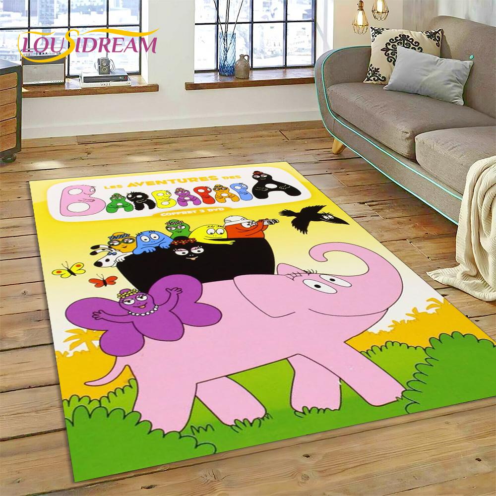 Cartoon Les Barbapapa Family HD Rug Carpet for Living Room Bedroom Home Decor,Floor Mat Non-slip Decoration for Sofa Kid Gift