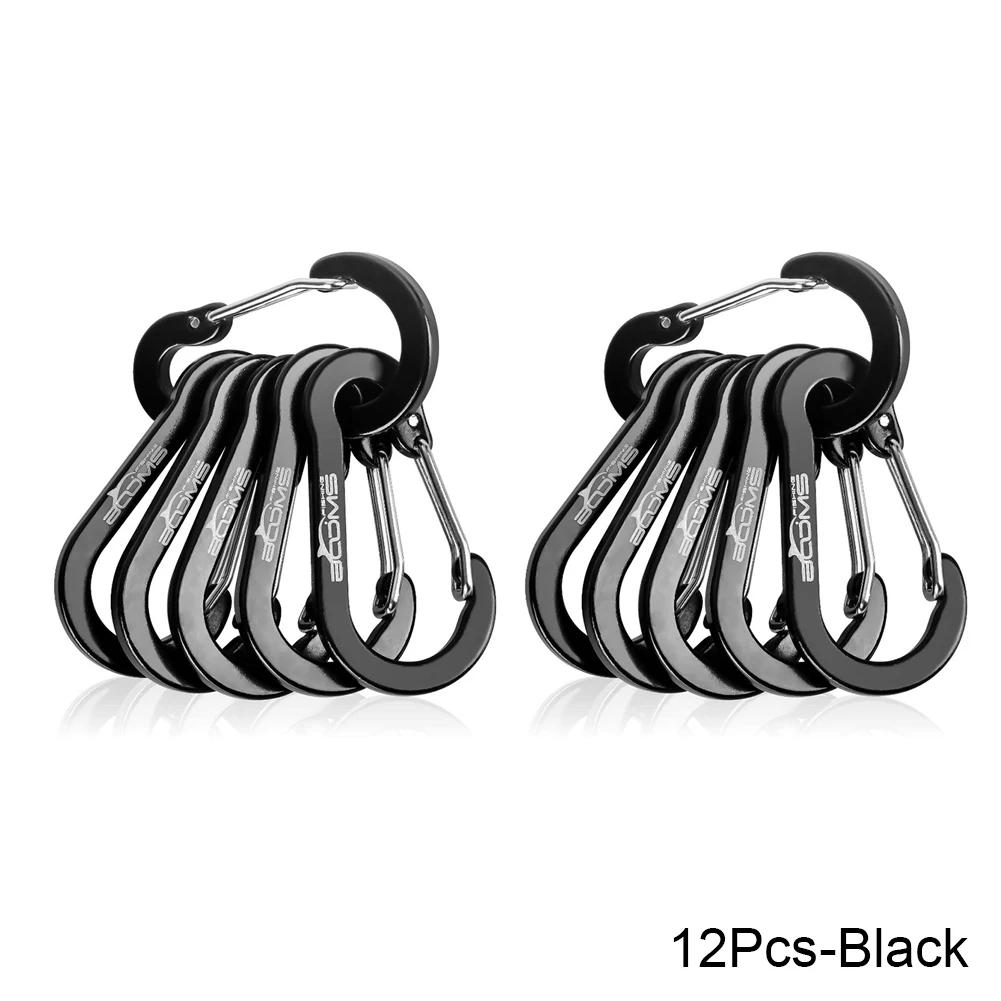 6 Pieces 12 Pieces Outdoor Use Camping Multi-tool Carabiner Steel Small Carabiner Clip Fishing Accessories