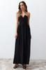 Women's Fashion New Evening Dress & Graduation Dress Black Woven Long Evening Dress