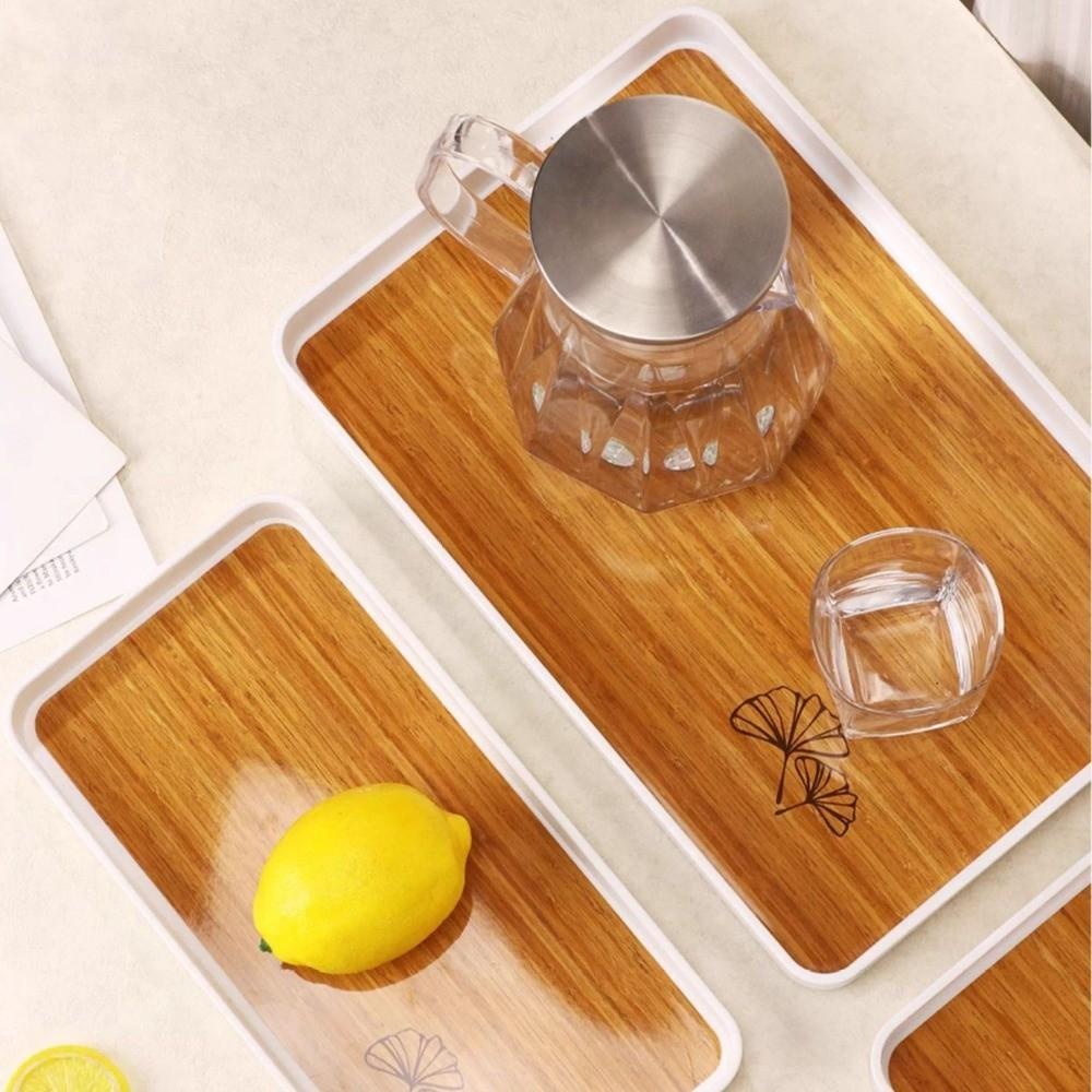 Imitation Wood Grain Storage Tray Stackable Dessert Fruit Tray Food Serving Tray Restaurant Table