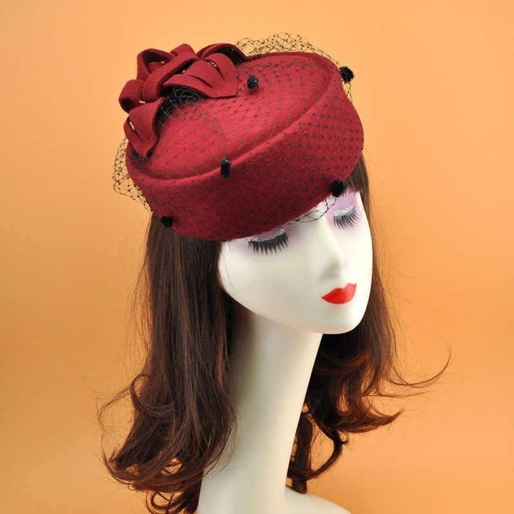 Solid Color Top Hat French Vintage Pillbox Hat New Headwear Gift