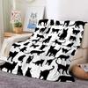 1 Piece of Double-sided Flannel Black and White Cartoon Cat Blanket, Digital Printed Sofa, Air-conditioned Room Cover Blanket