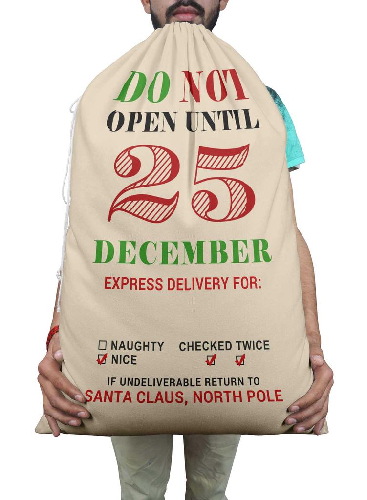 Printtoo Упаковка из 2 шт., сумки для хранения рождественских подарков, большой подарочный мешок Санты с завязкой на рождественской вечеринке 27x20 дюймов