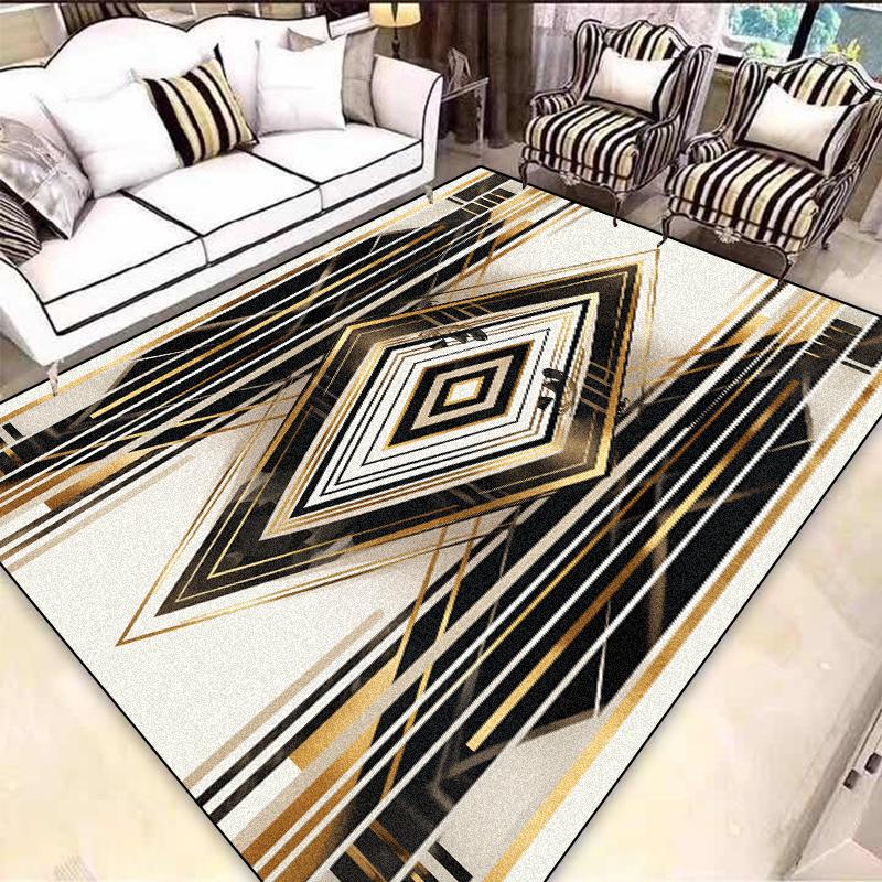 Легкая роскошь Европейский ковер Черное золото Украшение гостиной Ковры для диванной зоны для спальни Гардероб Нескользящие Моющиеся напольные коврики