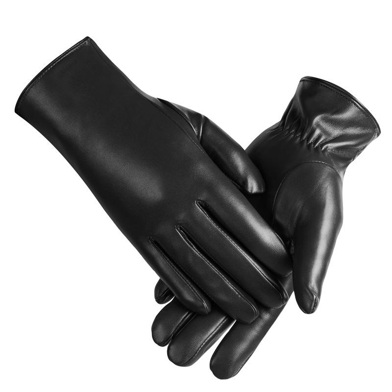 Women's Winter Warm Gloves Plus Velvet Cold Proof Korean Style Fashionable Driving and Riding Pu Leather Gloves Gift Box