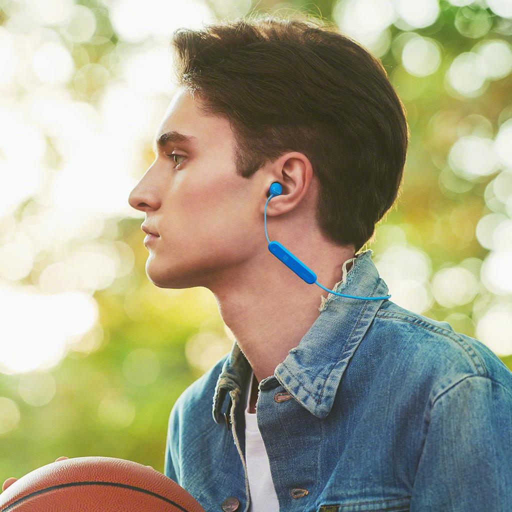 Sony Беспроводные Bluetooth До 8 часов непрерывного воспроизведения с наушниками 2018 L WI-C300 Совместимые, Микрофон, Модель, Синий, WI-C300