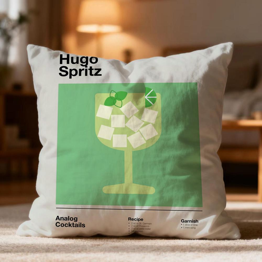Popular H-Hhugo spritz cocktailed Cushion Cover Soft Washable Pillow Case Multi-Scene for Couch Bed Travel Office Use