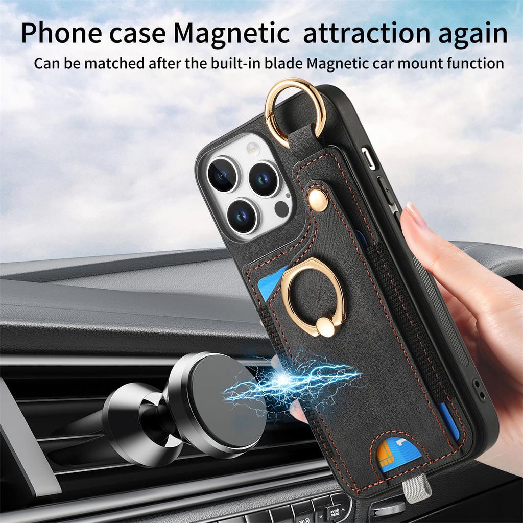 Кольцо-подставка, держатель для карточек, чехол-кошелек для iPhone, Samsung, Xiaomi, Google, задняя крышка из искусственной кожи