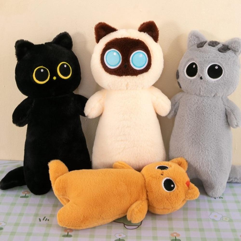 PP Cotton Long Giant Cats Plush Cartoon Cat Stuffed Plushie Animal Bolster Pillow Christmas Toy