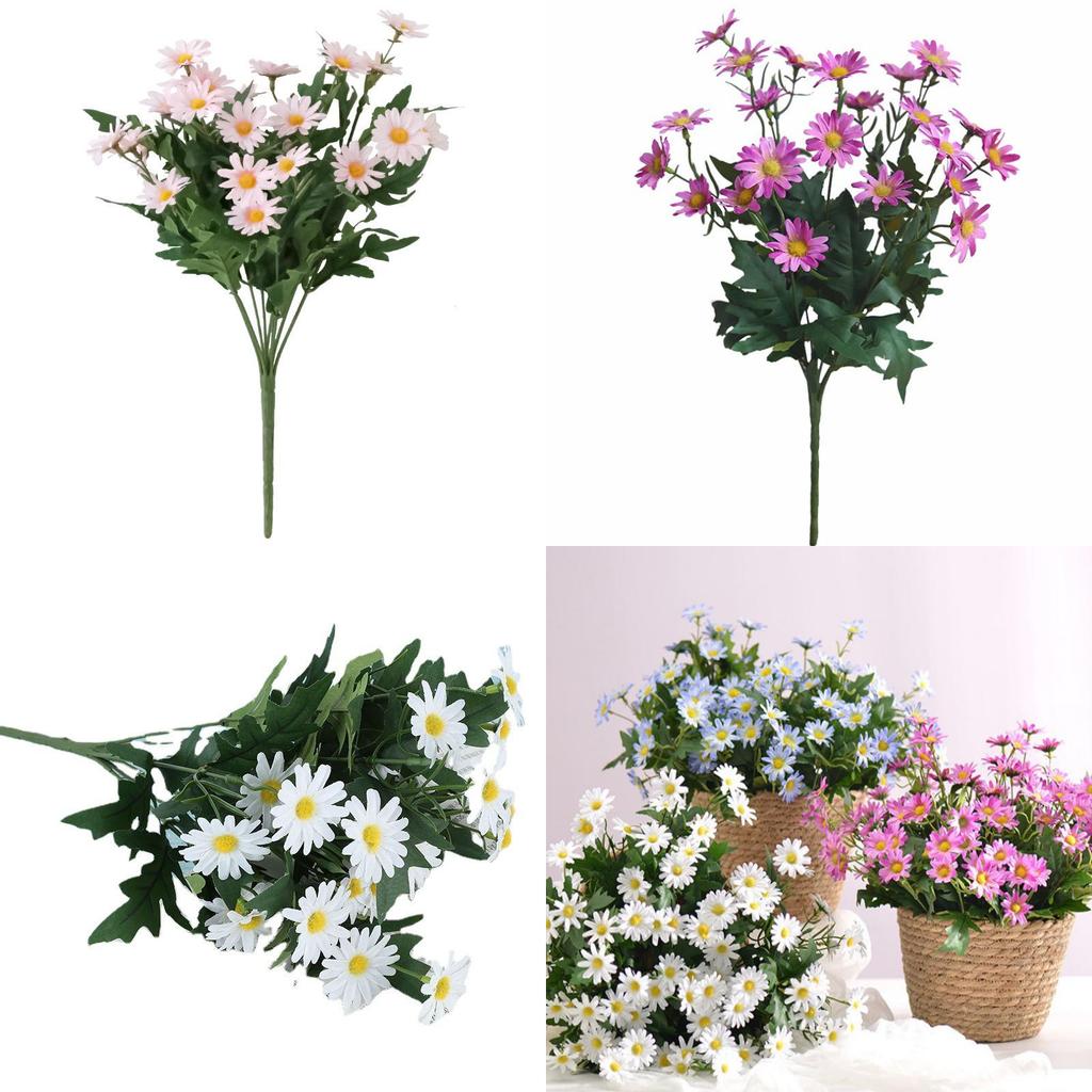 Small Fresh Daisy Artificial Flower Spray With Silk Craft For Living Room Decoration And Photo Studio Use