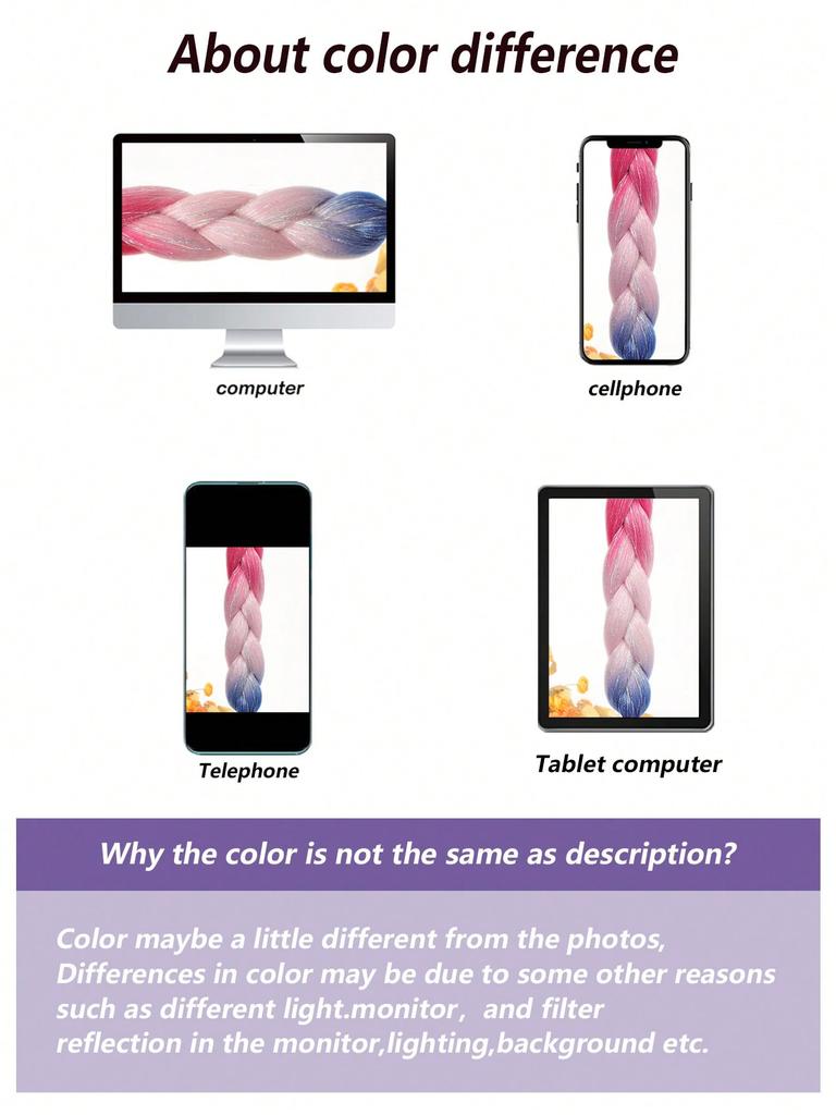 24-дюймовые синтетические волосы для плетения, микс, блестки, трехцветные синтетические волосы для наращивания, большие косички, 1 шт.