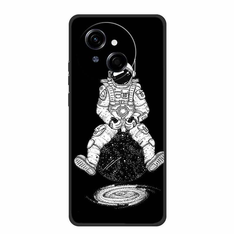 Чехол For Tecno Spark 40C Чехол Spark40C Мультяшный Кот Черный ТПУ Силикон Мягкий Чехол для Телефона Для Tecno Spark 40C 40 C Задняя Крышка Чехол