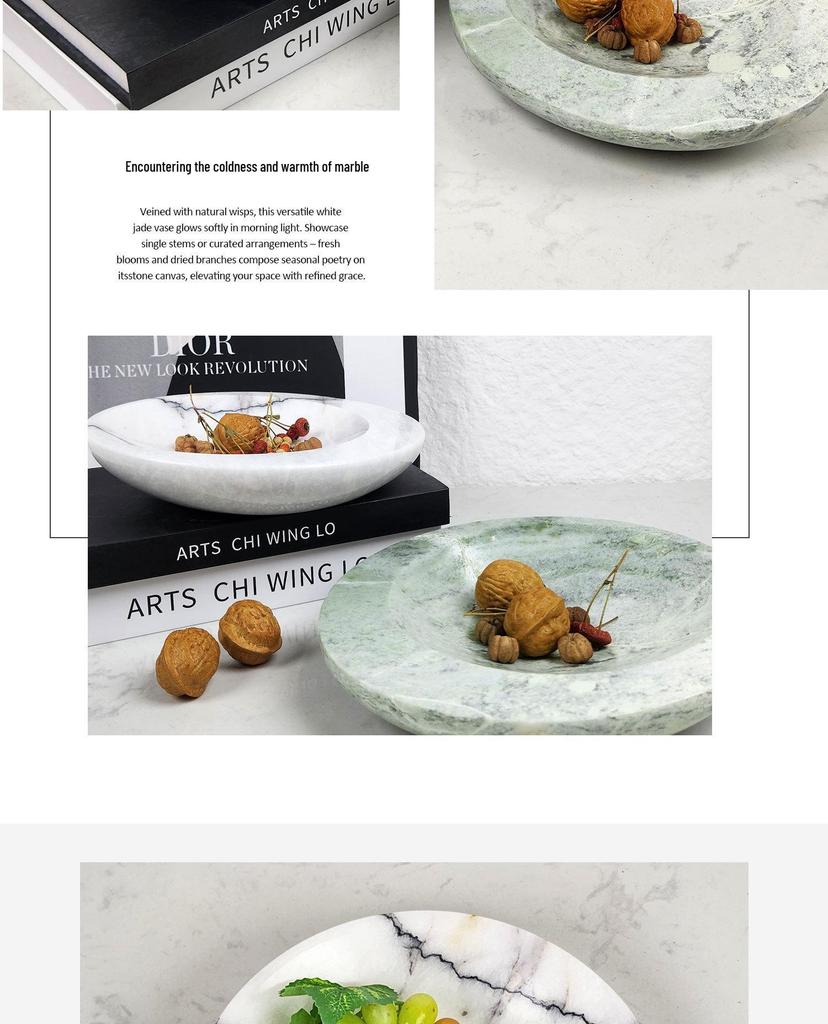 Modern Marble Tray: Elegant Fruit Plate for Living Room, Bedroom, and Coffee Table Decor