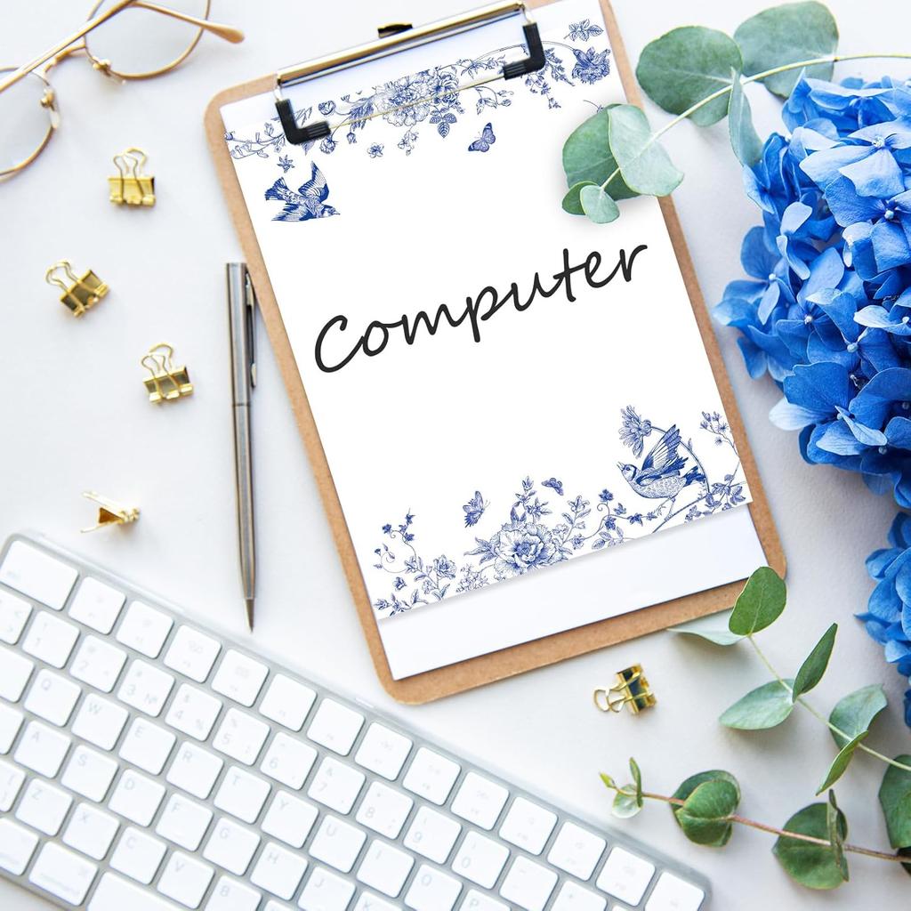 60 Sheets Blue Floral Stationery Letterhead Paper Chinoiserie Flower Bird Butterfly Writing Paper Single-Sided Greeting Paper for Invitations Office