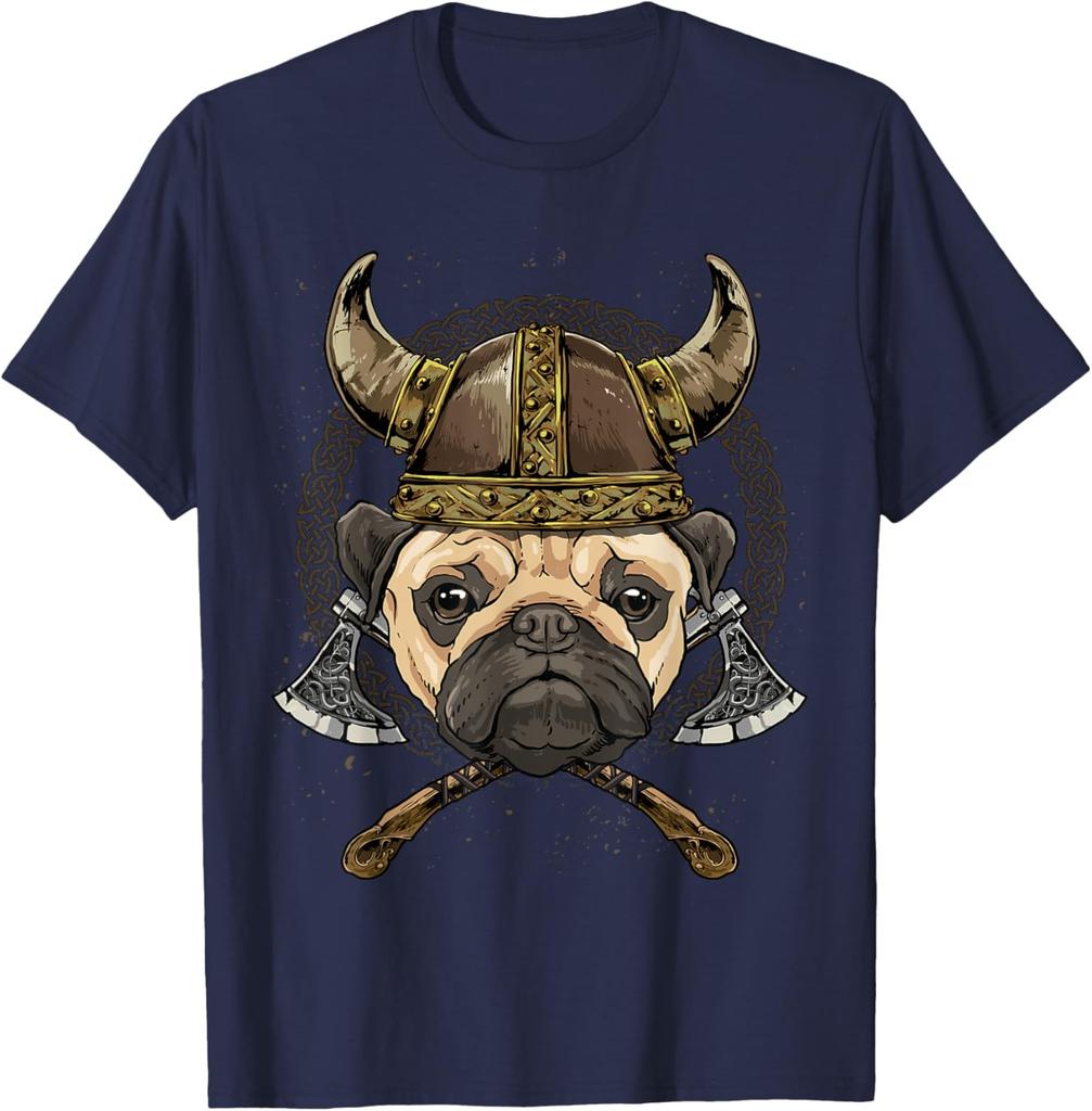 Pug Nordic Warrior Norse Pagan Valhalla Dog Lover TShirt 100 Cotton ONeck Short Sleeve Summer Casual Unisexs Tshirt Streetwear