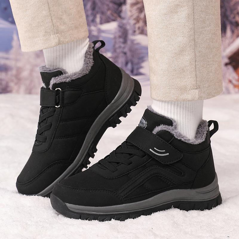 Winter Walking Shoes Unisex Hook And Loop Strap Quick Lace Collar Plush Lined 34-43