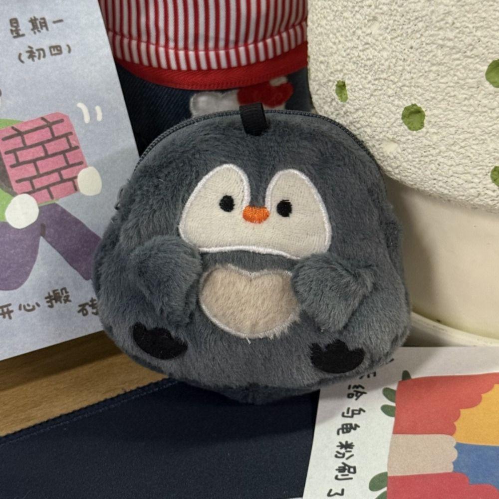 Кошелек для монет в виде пингвина на молнии, сумка для хранения мелких предметов, плюшевый кошелек со шнурком для девочек