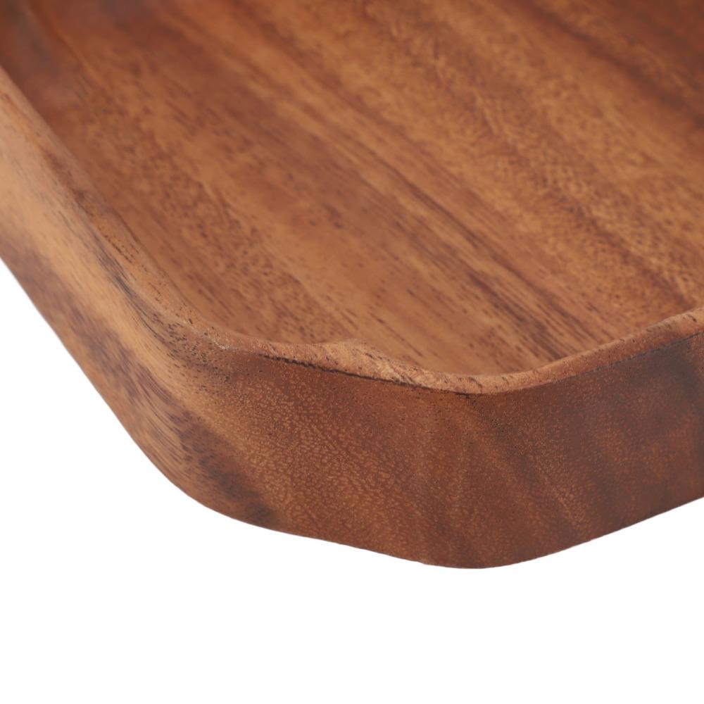 Wooden Food Serving Plate Smooth Fruit Tray Easy To Clean Salad Container Home