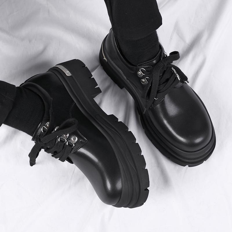 Модные туфли Дерби на толстой подошве из кожи для мужчин Модные стили дизайна Для отдыха, бизнеса, офиса, вечеринок на свежем воздухе Повседневные молодежные Черные туфли Новые