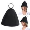 Classic Black Wool Felt Sauna Hat for Hair Protection In Spa For Baths