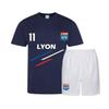 Children's Lyon Striped Football Jersey and Shorts Set - - Blue