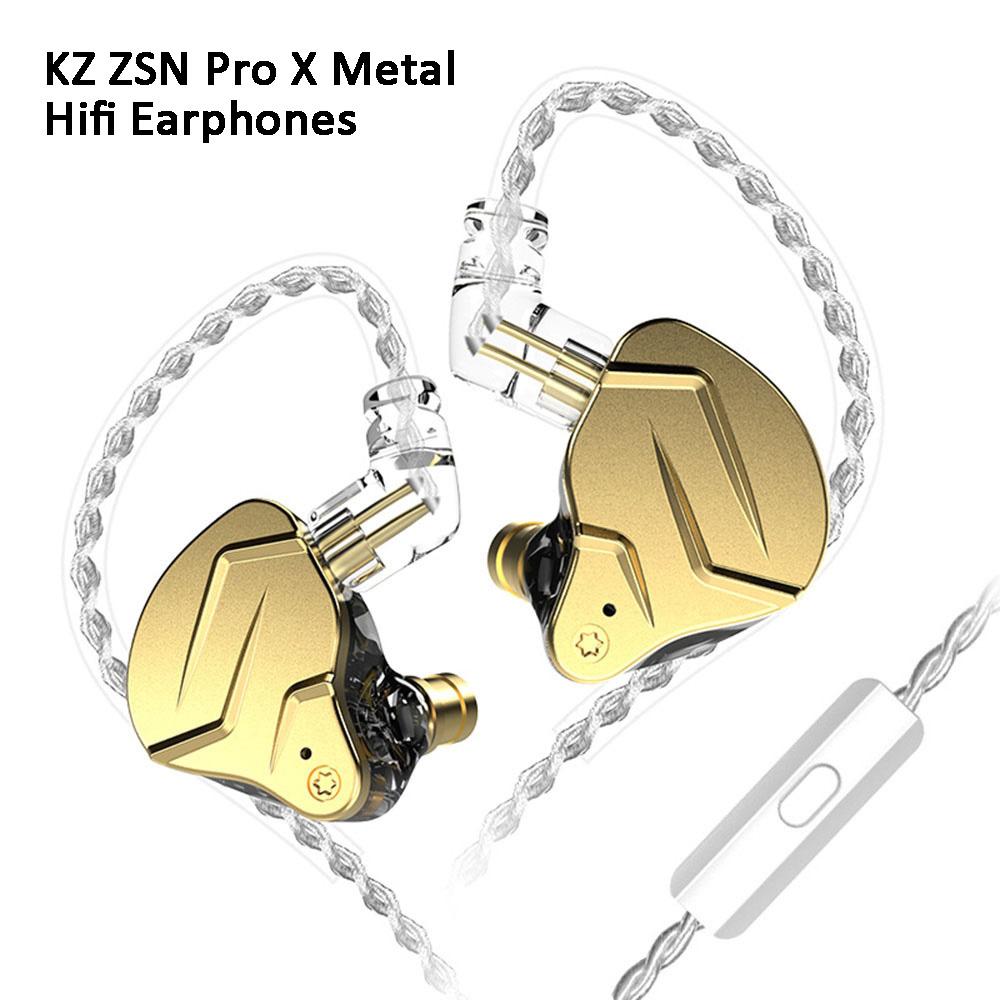 KZ ZSN Pro X Ergonomic Metal Hifi Earphones 3.5mm Wired Stereo Bass Headphone With Microphone Noise Reduction Earbuds For Running Hiking.