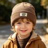 Xiaomi 1PC Mama's Mini Label Solid Baby Knitted Beanie Winter Warm Roll Cuff Toddler Cap For Infant Boys Girls,Baby Knitted Beanie