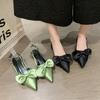 Fashion Bow Sexy Women Flats Sandals Fashion Dress Elegant Shoes New Summer 2024 Party Outdoor Pointed Flat Bottomed Sandals