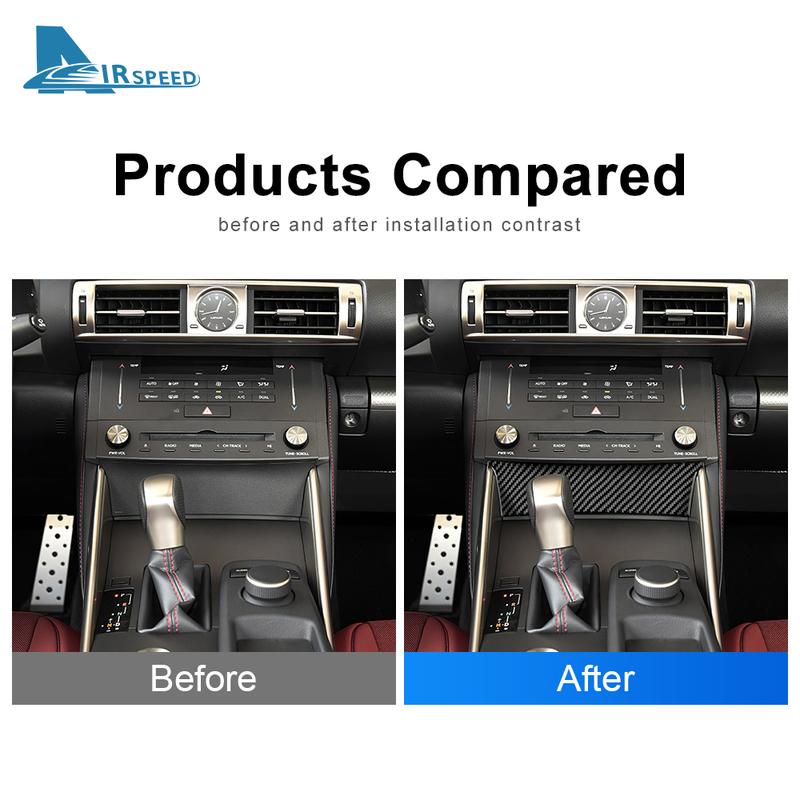 Real Carbon Fiber Car Center Console Cover Sticker For Lexus IS250 300 350 200T 2013- Interior Trim Styling Auto Accessories