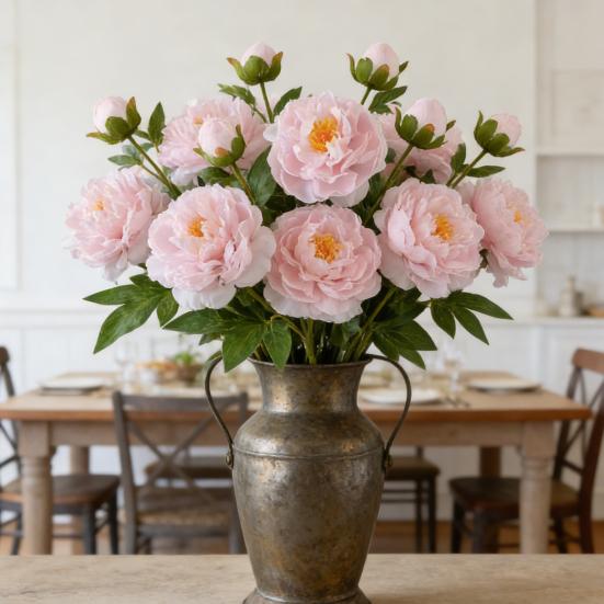 Искусственный Цветок Пиона с Эффектом Реального Прикосновения, Имитация Шелкового Пиона с Длинным Стеблем для Валентинова Дня, Цветочной Композиции, Свадебной Вечеринки, Декора Вазы для Дома и Кухни