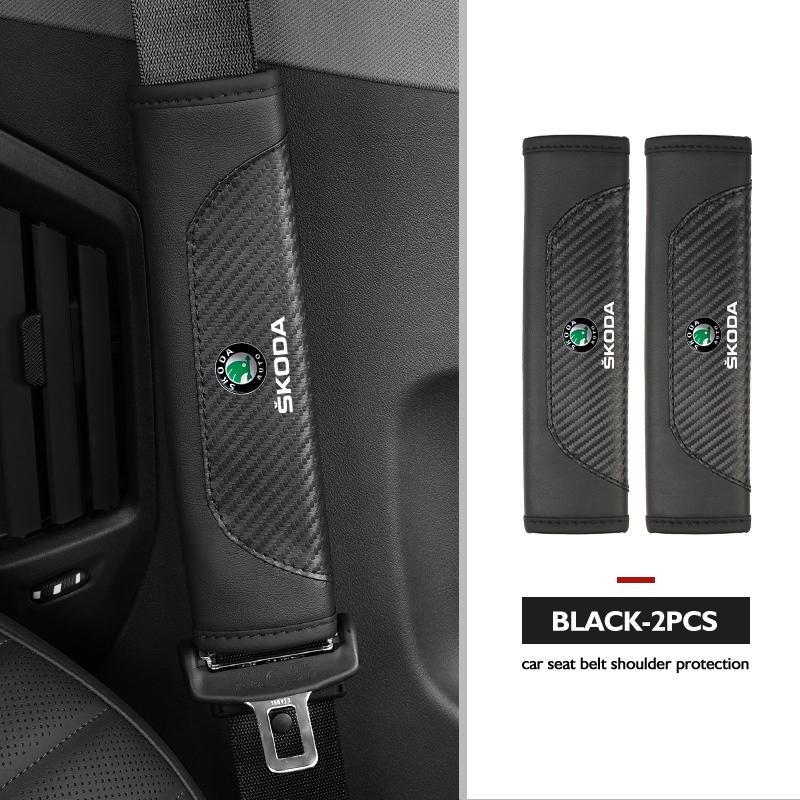 cqmes7 Seat Belt Cover Car Styling Cotton Safety Shoulder Protector Auto Accessories For Skoda Kamiq Karoq Octavia 2 3 Rapid Scala Kami