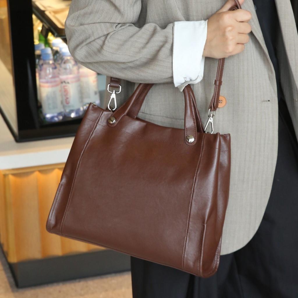 Французский модный тренд Сумка-тоут из натуральной кожи, Сумка через плечо, Сумка большой вместимости