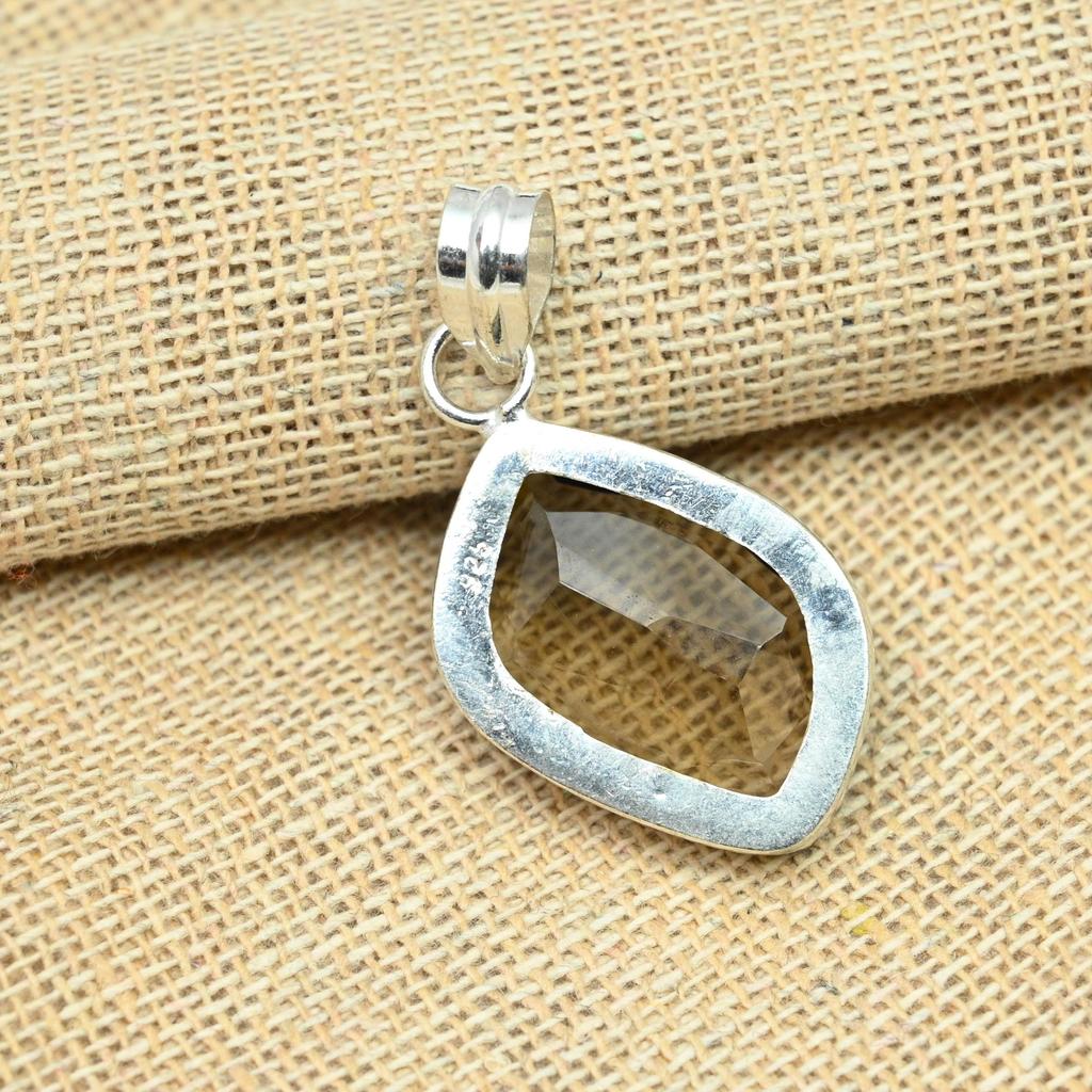 Уникальный дымчатый топаз с драгоценным камнем ручной работы из стерлингового серебра 925 пробы подарочный ювелирный кулон