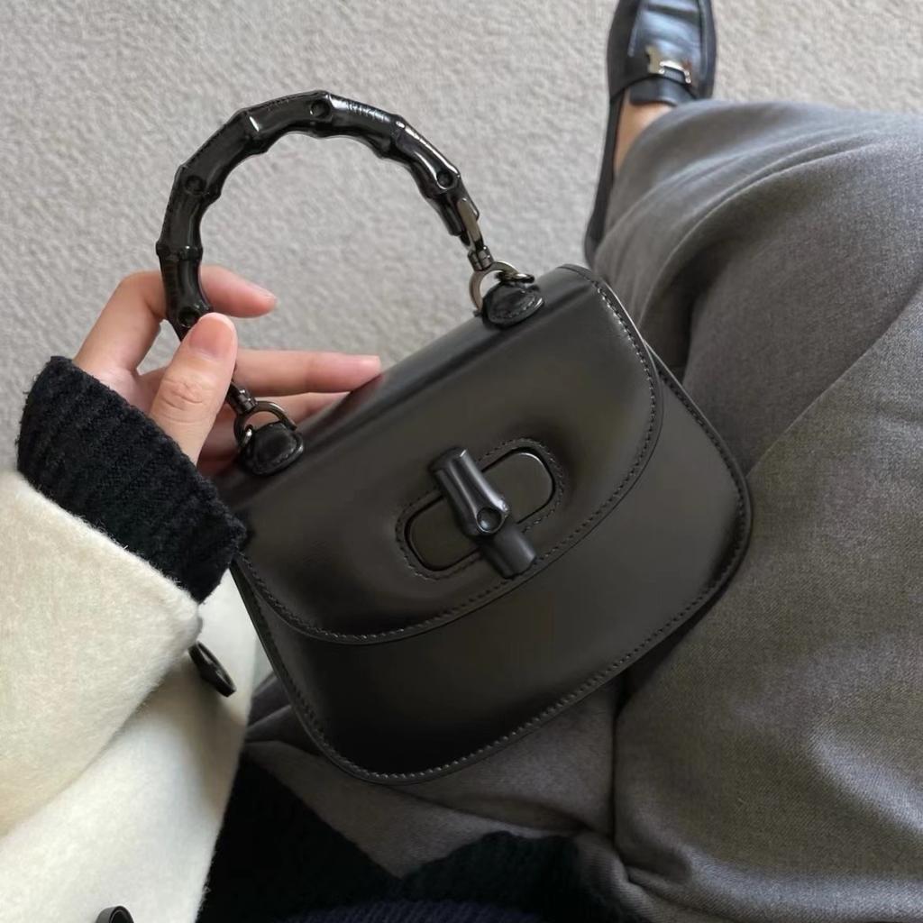 Bamboo Bag Retro Saddle Leather Women's Bag Senior Sense Small Bag Single Shoulder Crossbody Handbag Woman