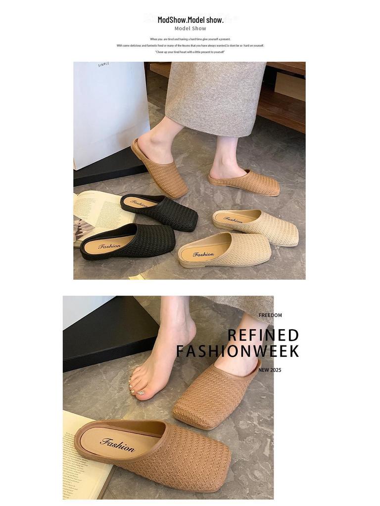 Женские летние сандалии Baotou Slip-On: Модные, нескользящие, идеально подходят к юбкам.