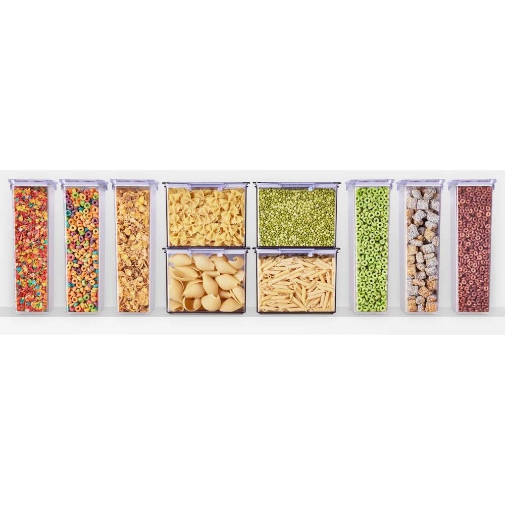 XL Герметичный прозрачный пластиковый контейнер для хранения продуктов Прочный, не содержит БФА, Штабелируемый, для организации кухни, Идеально для круп, выпечки